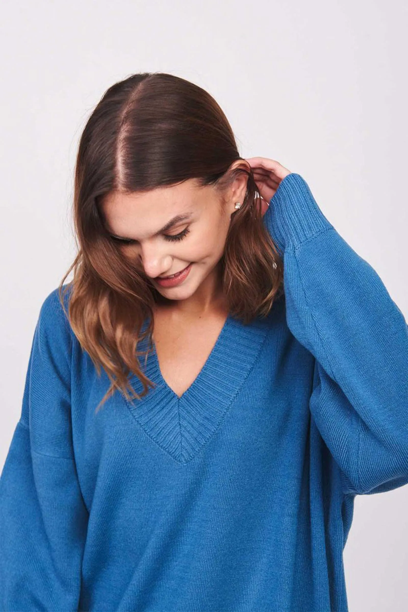 Dusty Blue V-Neck Sweater