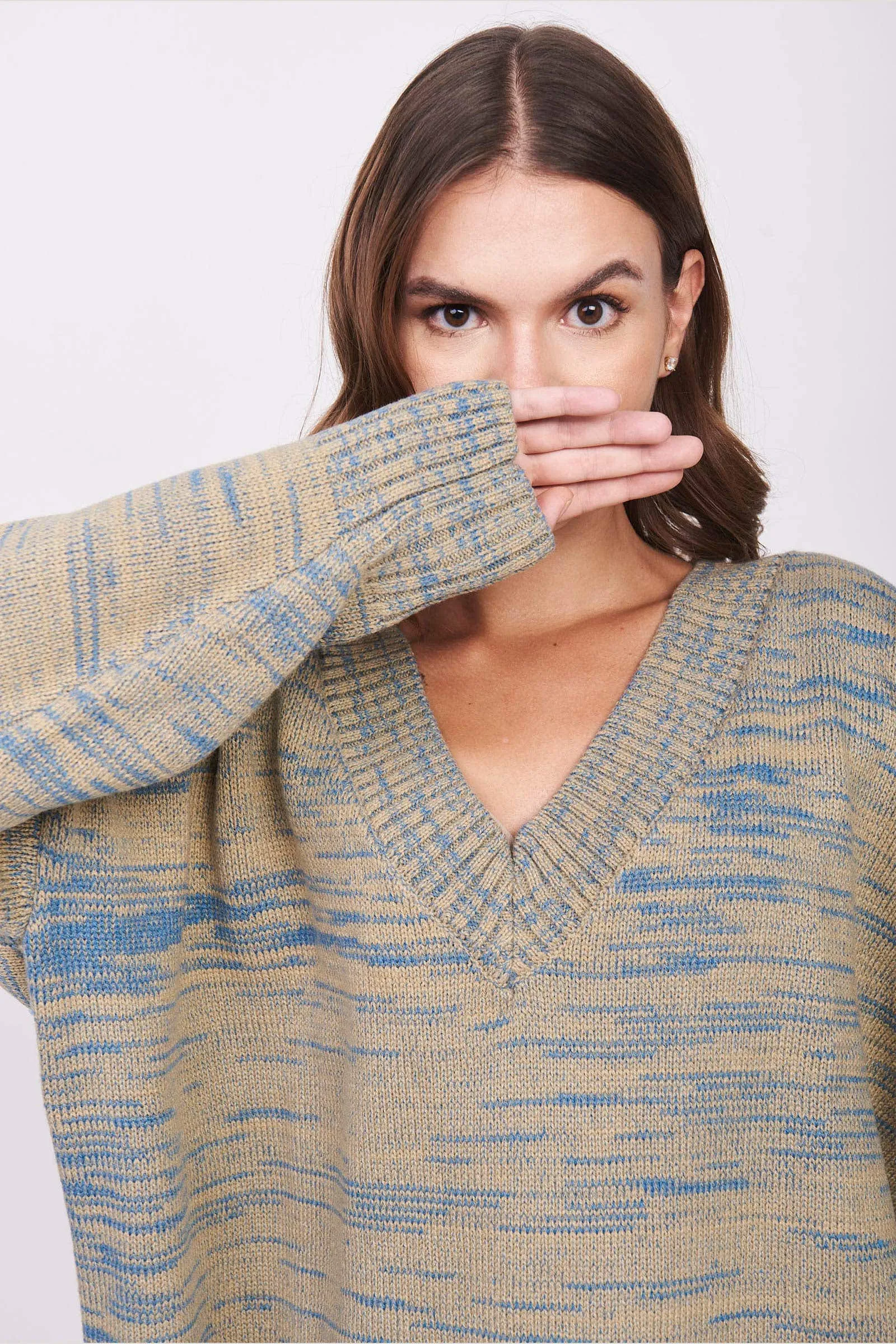 Dusty Taupe V-Neck Sweater