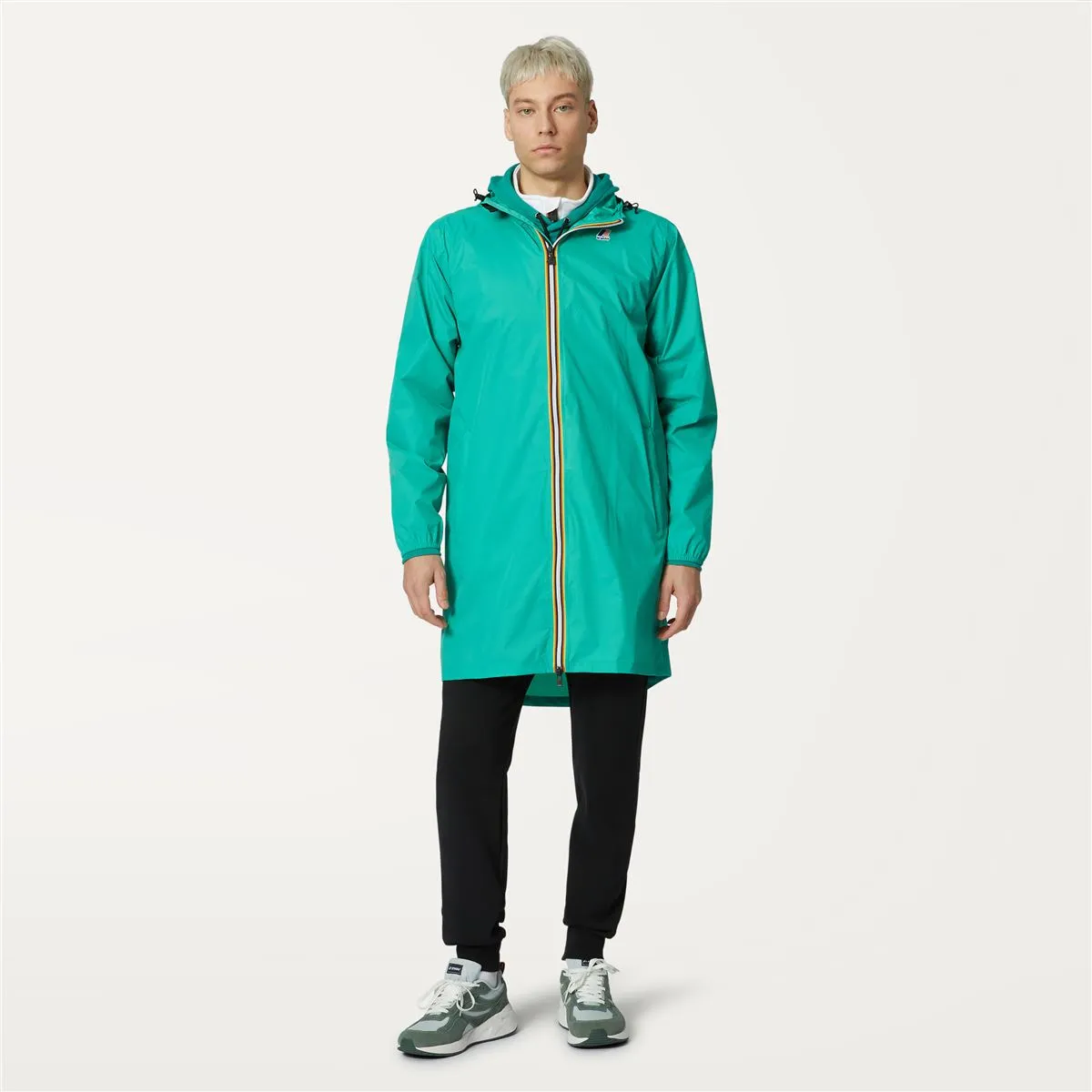 Eiffel - Unisex Waterproof Packable Long Rain Jacket in Green Marine