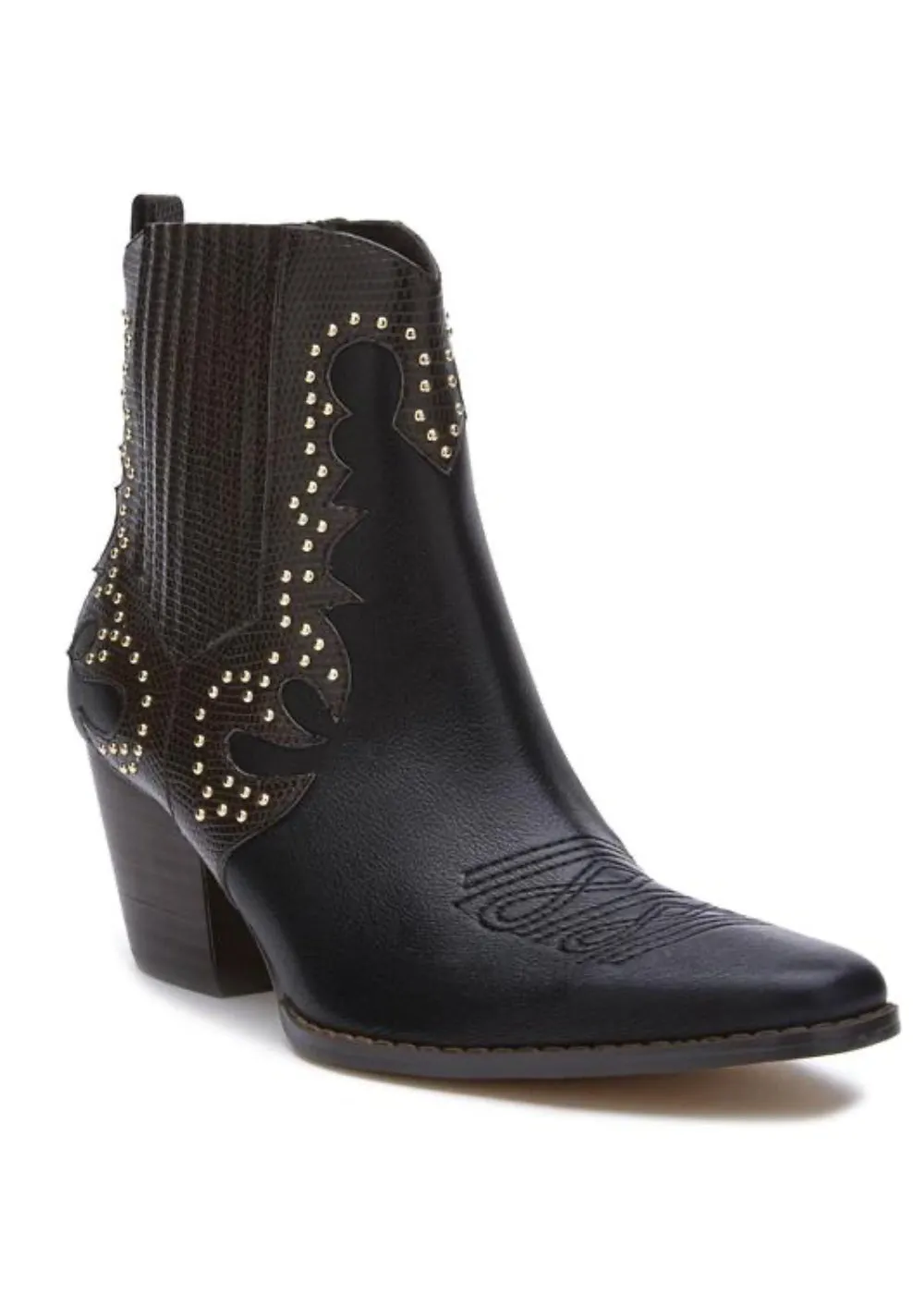 Eliza Black Studded Western Ankle Boots by Matisse