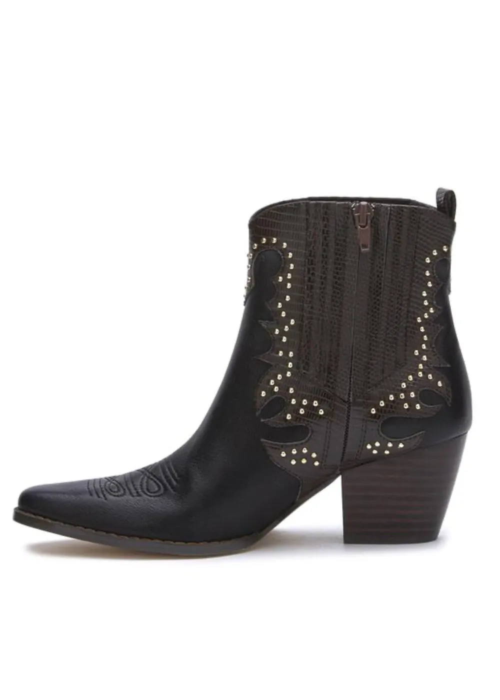 Eliza Black Studded Western Ankle Boots by Matisse