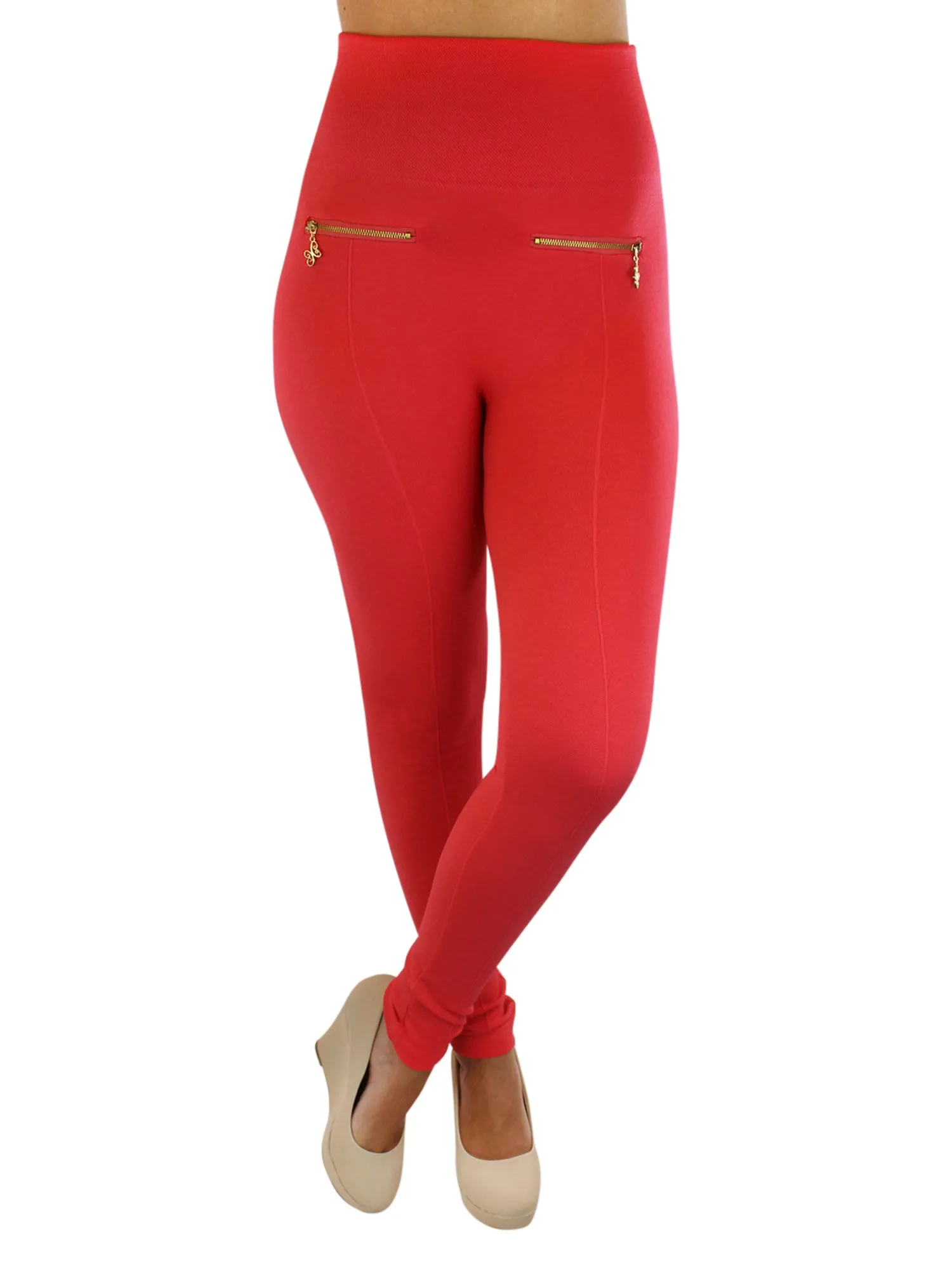 Fleece Lined Gold Zippered Leggings