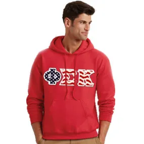 Fraternity Hooded Sweatshirt, Stars and Stripes Letters - G185 - TWILL