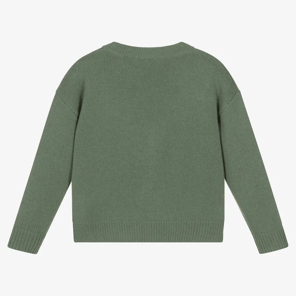 Girls Green Wool Sweater