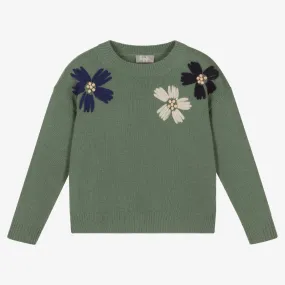 Girls Green Wool Sweater