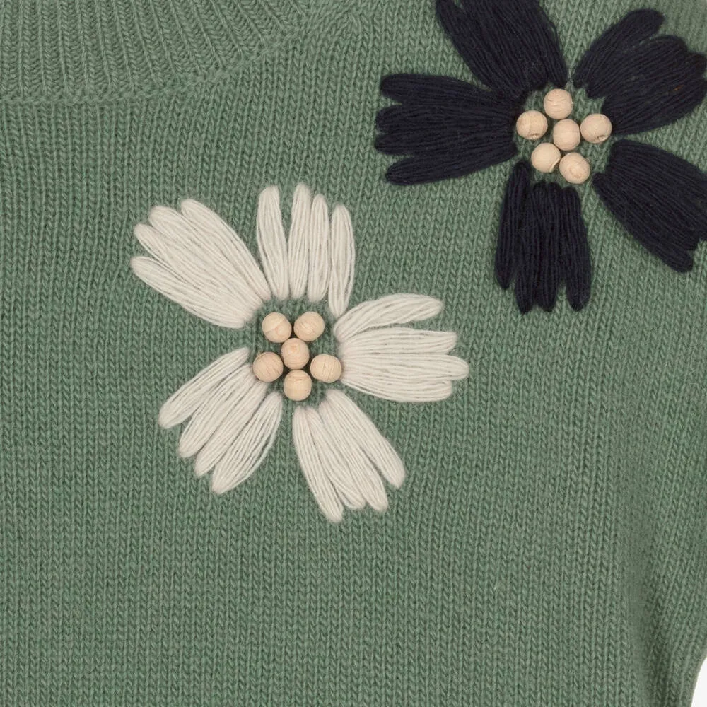 Girls Green Wool Sweater