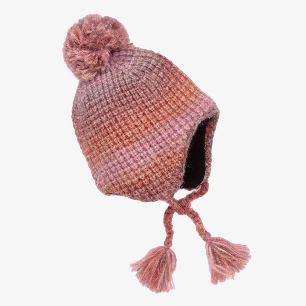 Girls Pink Knitted Pom-Pom Hat