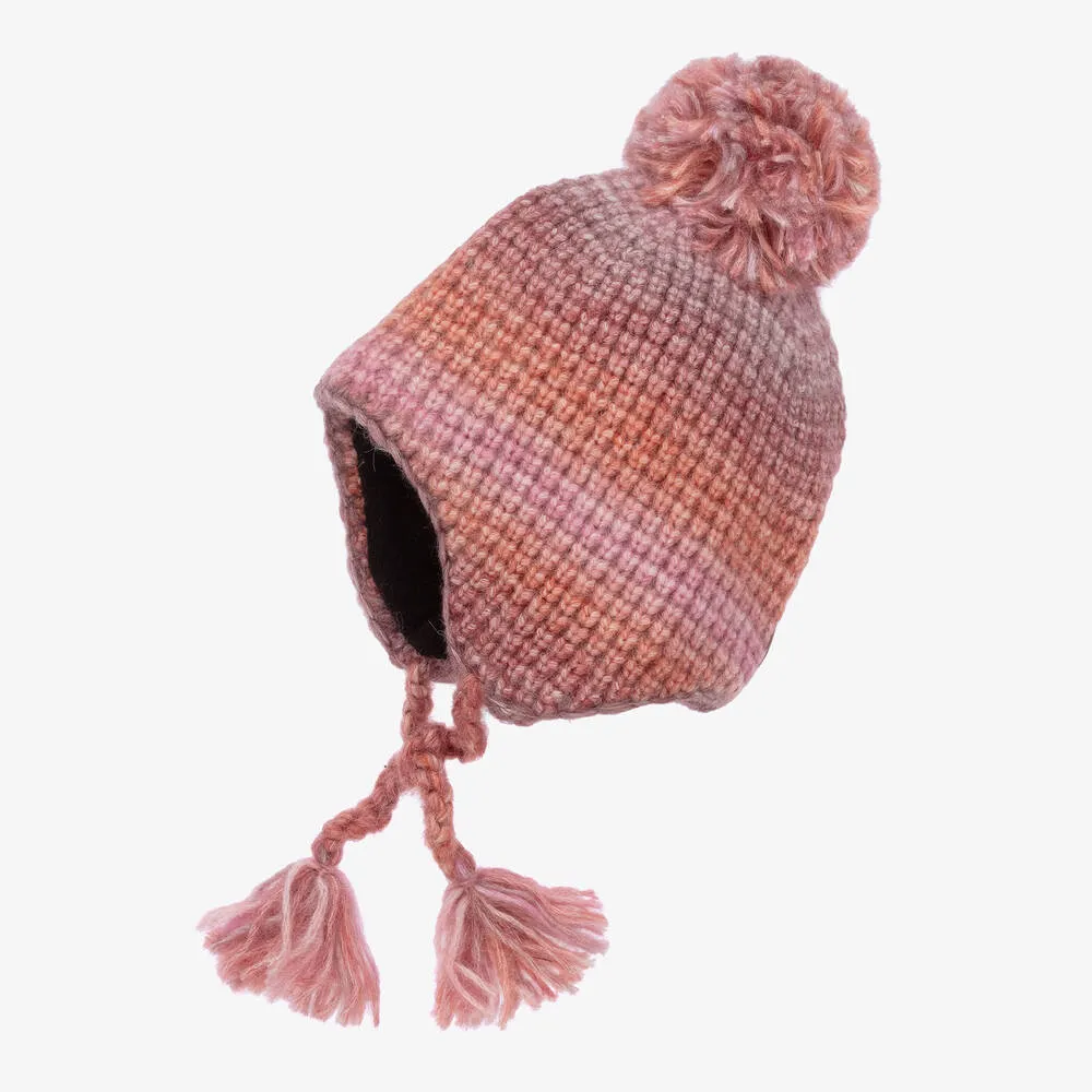 Girls Pink Knitted Pom-Pom Hat