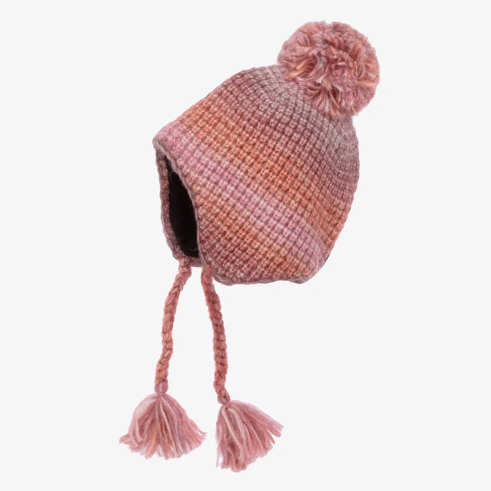 Girls Pink Knitted Pom-Pom Hat