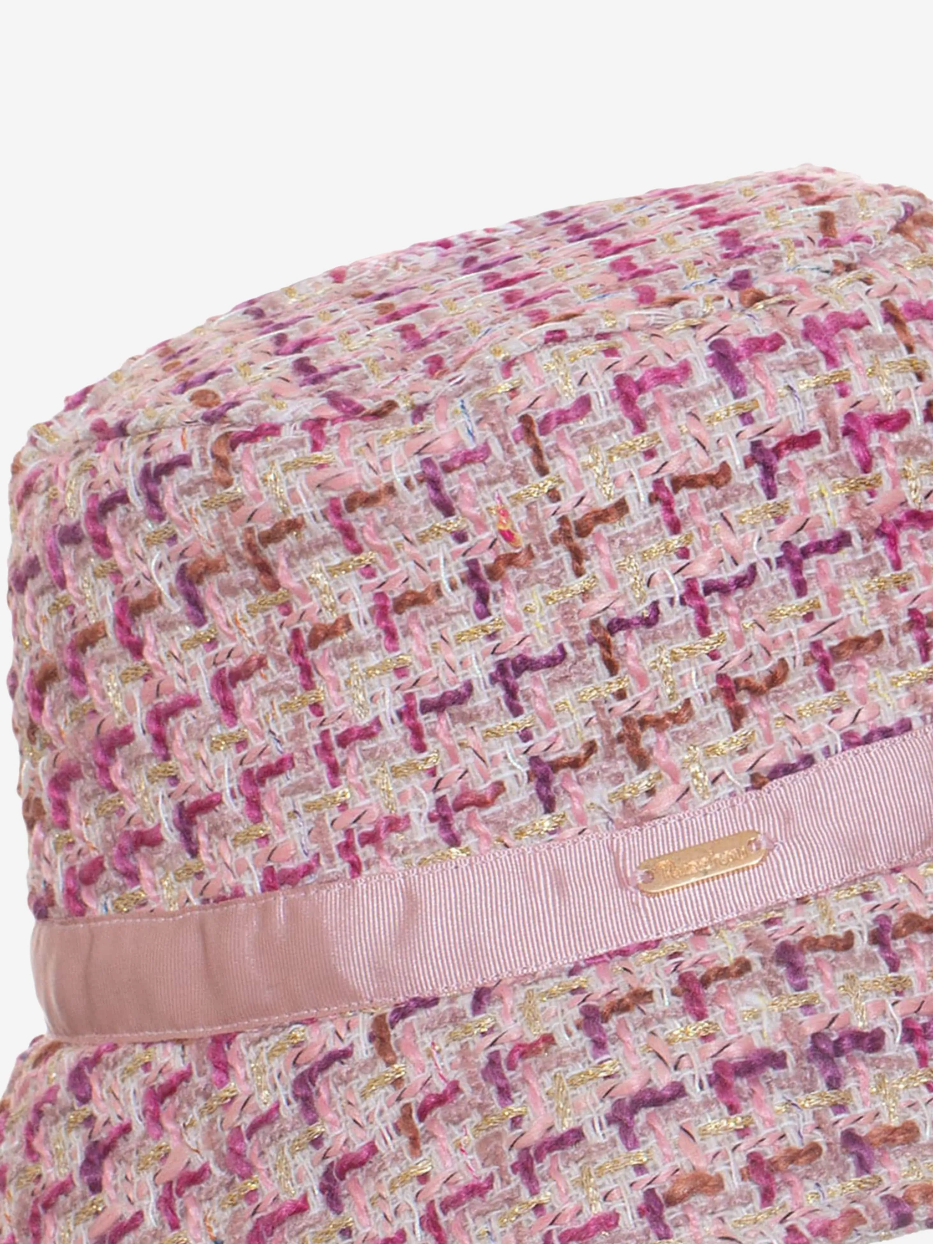 Girls Tweed Bucket Hat in Pink