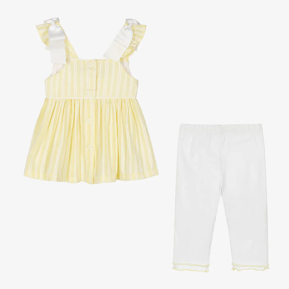 Girls Yellow Smocked Leggings Set