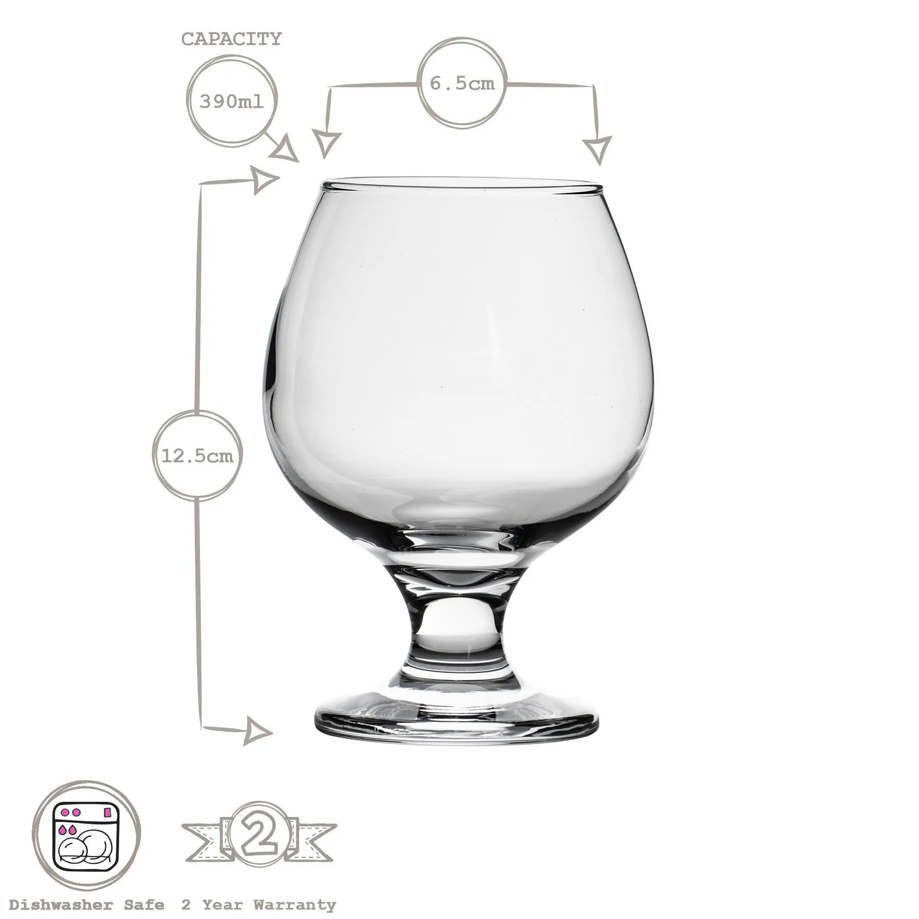 Glassware | Misket Brandy Snifter Glasses - 390ml - Clear - Pack of 12 | LAV