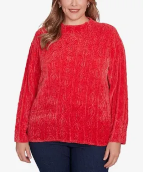 Hearts Of Palm Plus Size Red-y To Shine Chenille Sweater