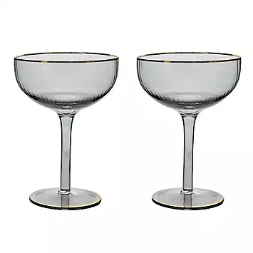 Hestia Set of 2 Grey Cocktail Glasses with Gold Rim | Kaleidoscope