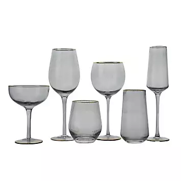 Hestia Set of 2 Grey Cocktail Glasses with Gold Rim | Kaleidoscope