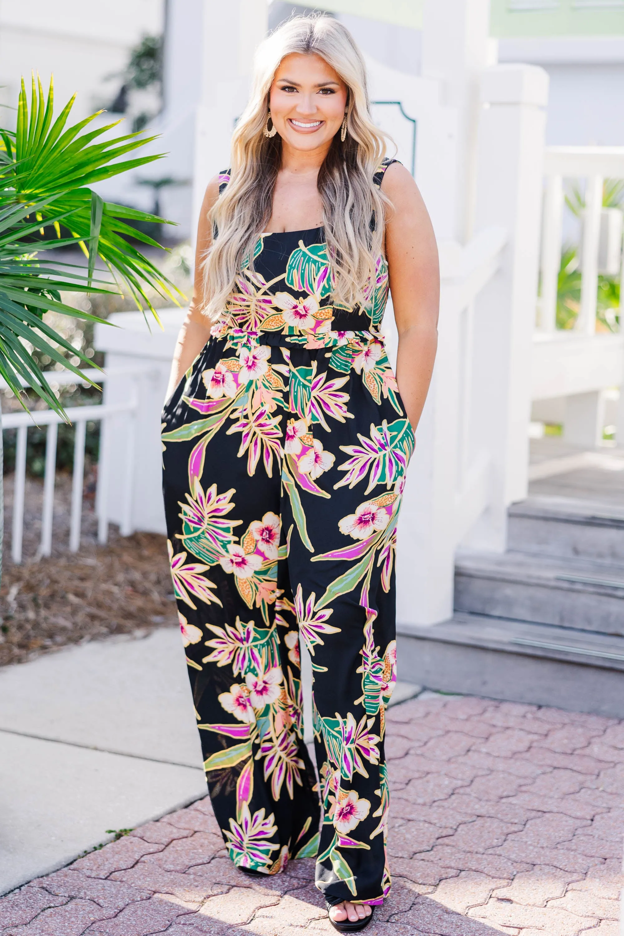 Hibiscus Nights Jumpsuit, Black