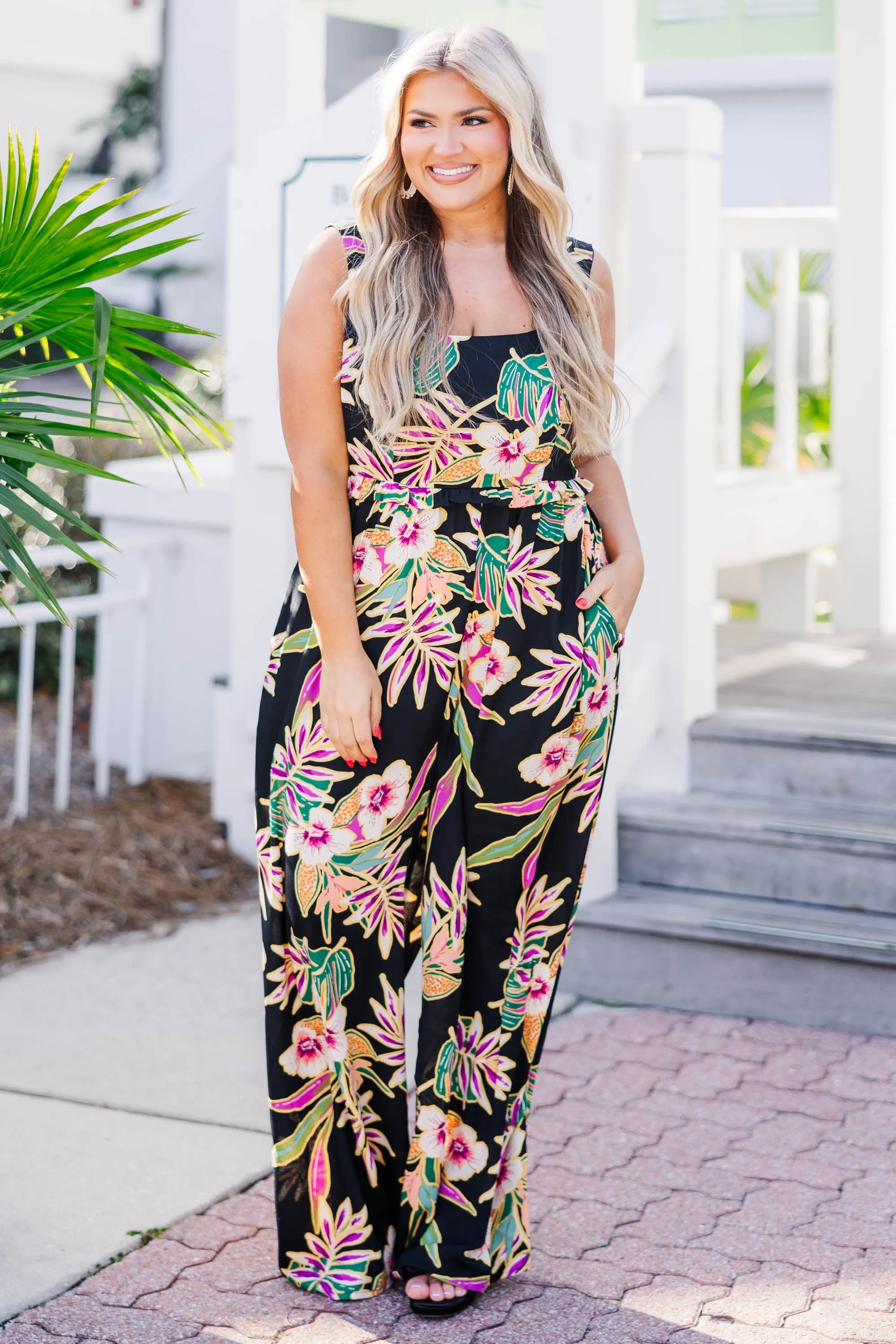 Hibiscus Nights Jumpsuit, Black