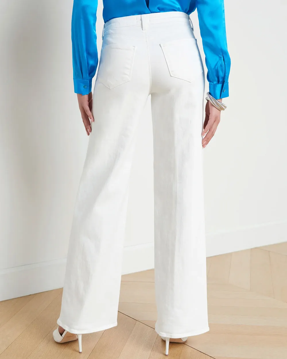 High Rise Alicent Wide Leg Jean in Blanc