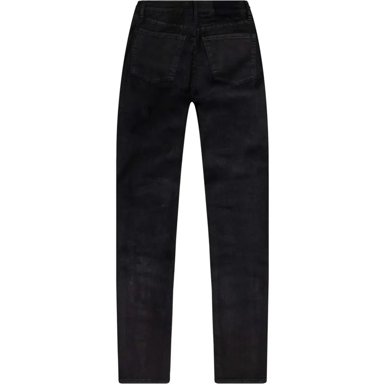 High Rise Super Skinny Wax Coated Jeans - Polished Black