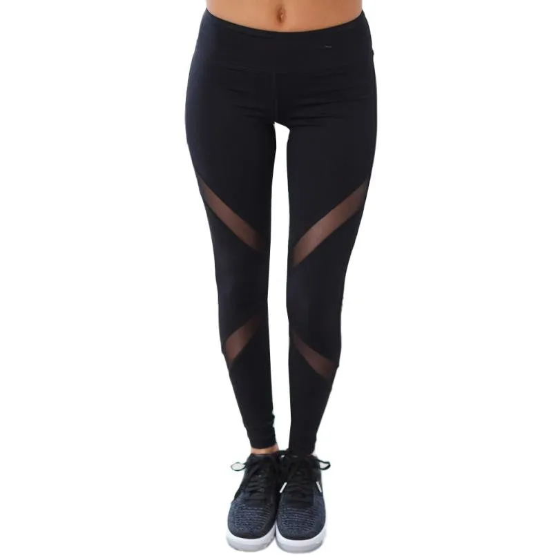 High Waist Fitness Women Legging Casual Mesh Transparent Patchwork Women Workout Clothes Fitness Pants Ropa Deporte Mujer#121 SM