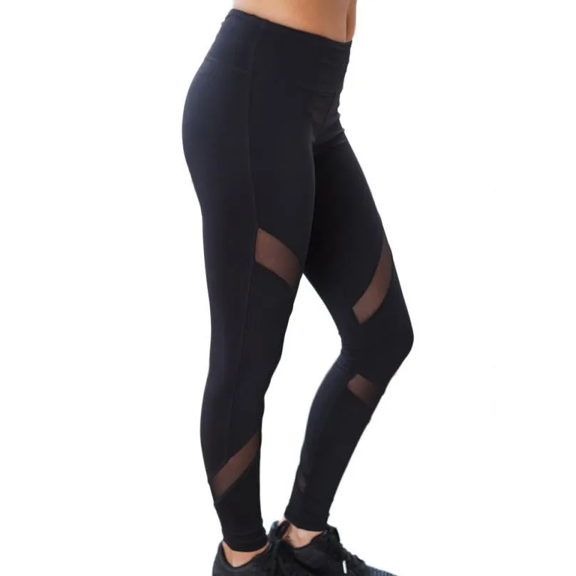 High Waist Fitness Women Legging Casual Mesh Transparent Patchwork Women Workout Clothes Fitness Pants Ropa Deporte Mujer#121 SM