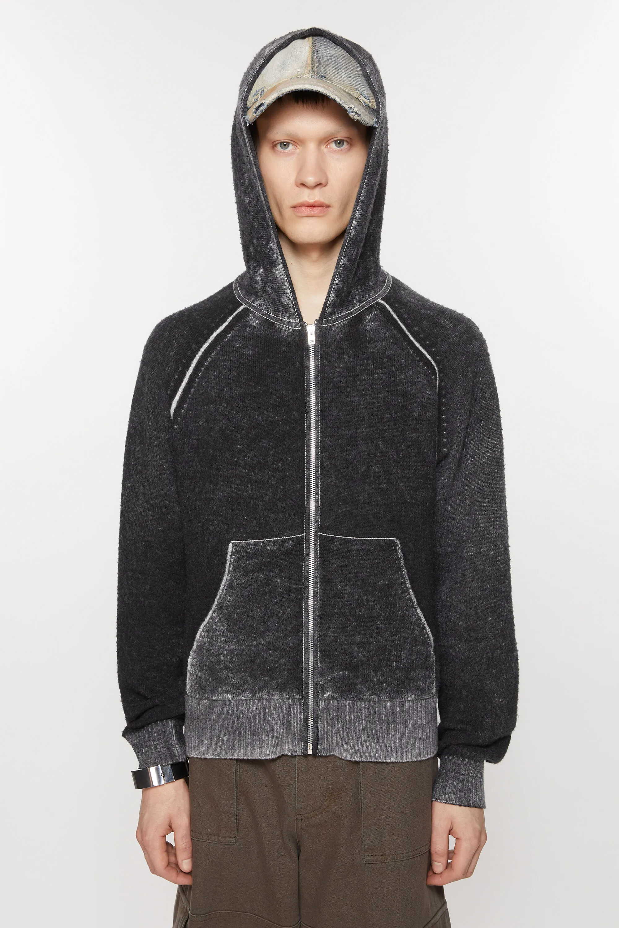 Hooded zipper sweater