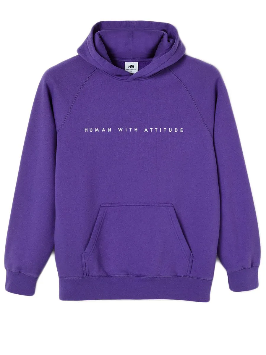 Human With Attitude Embroidered Logo Hoody - Purple