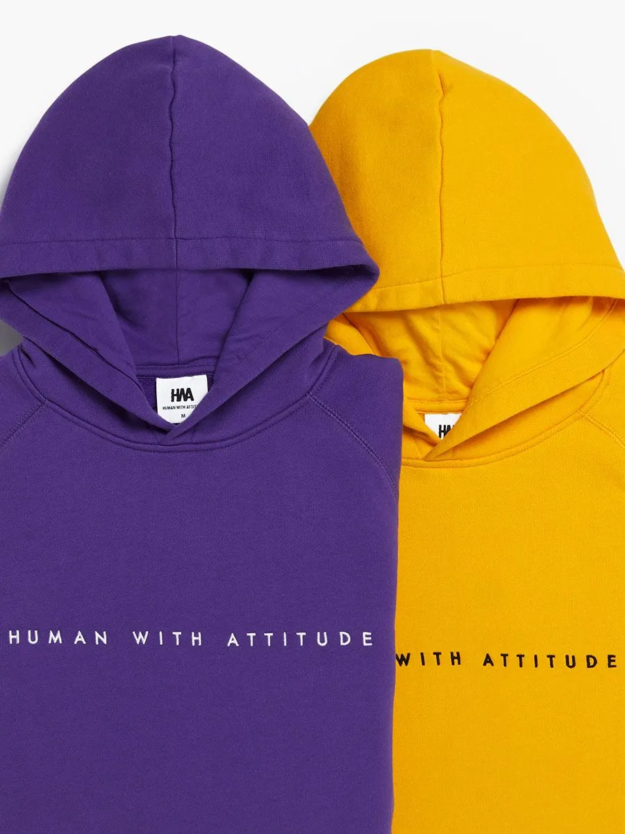 Human With Attitude Embroidered Logo Hoody - Purple