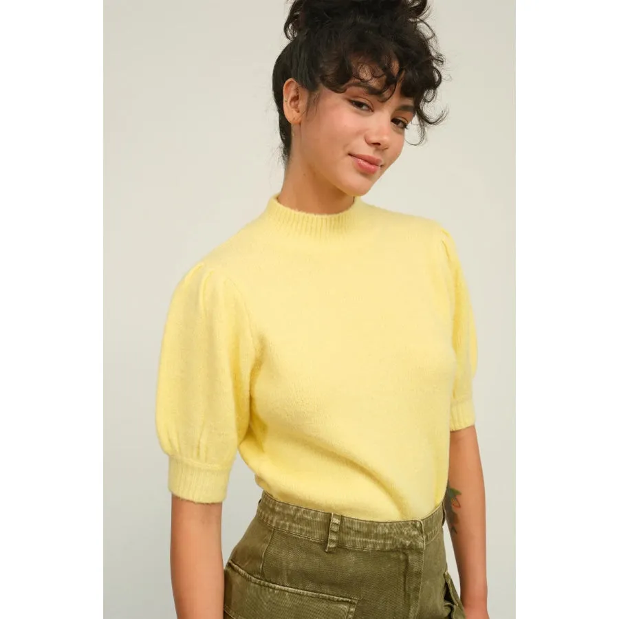 HYFVE Mock Neck Puff Sleeve Sweater