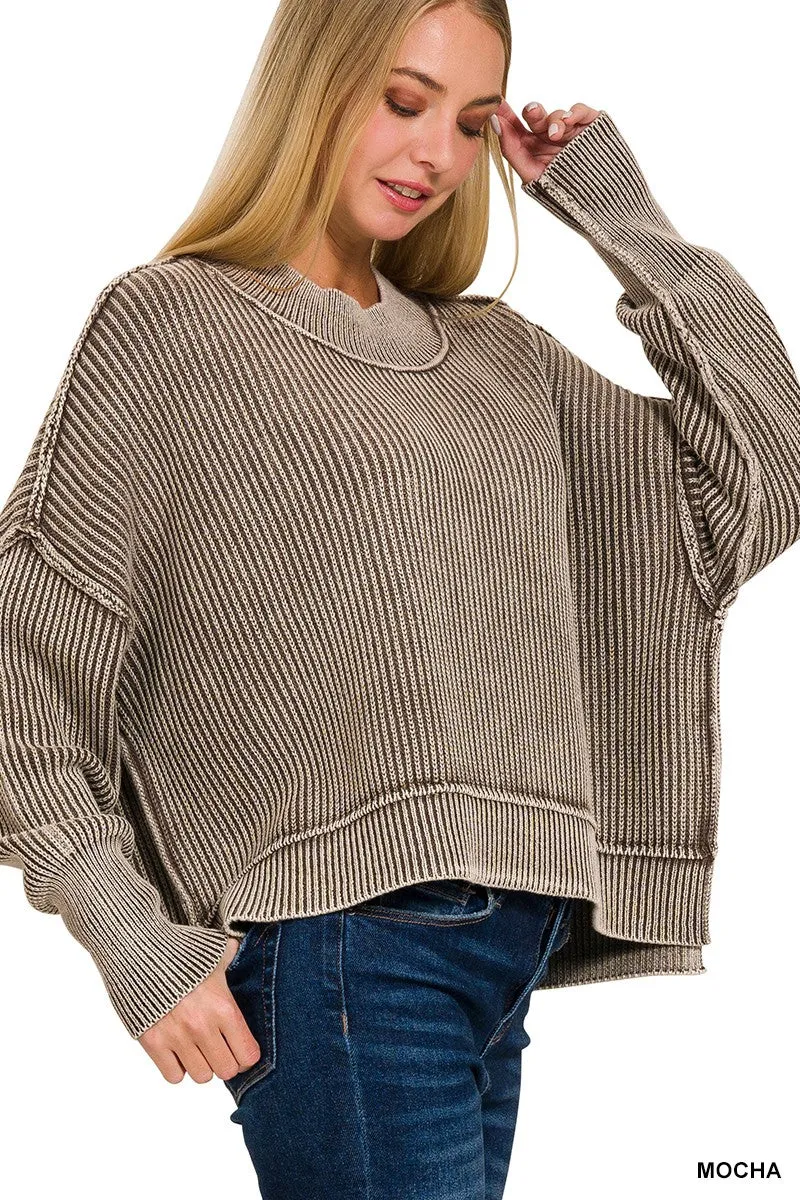 In Good Spirits Oversized Crop Sweater Mocha