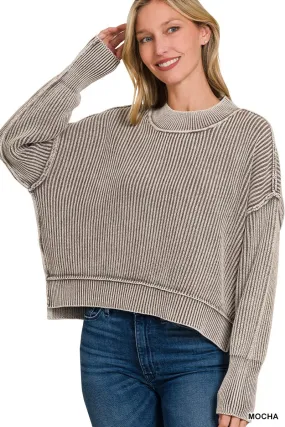 In Good Spirits Oversized Crop Sweater Mocha