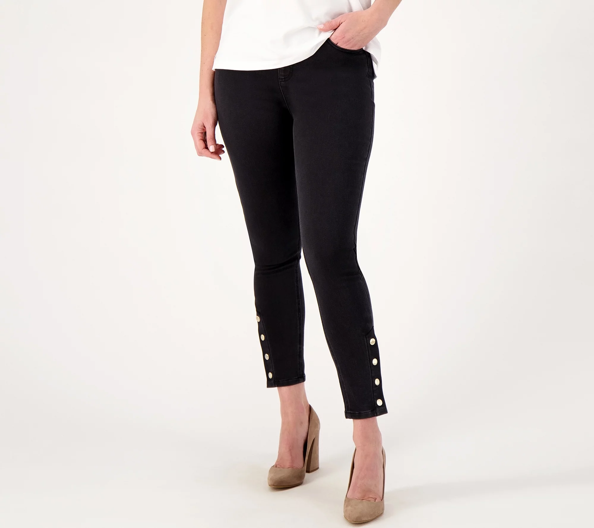 Isaac Mizrahi Live! Tall Black Divine Denim Slim Leg Jeans