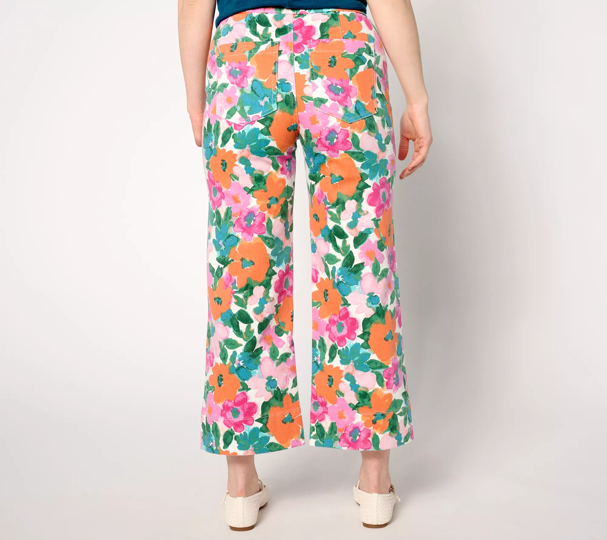 Isaac Mizrahi Live! Tall True Denim Printed Crop Wide Leg Jeans