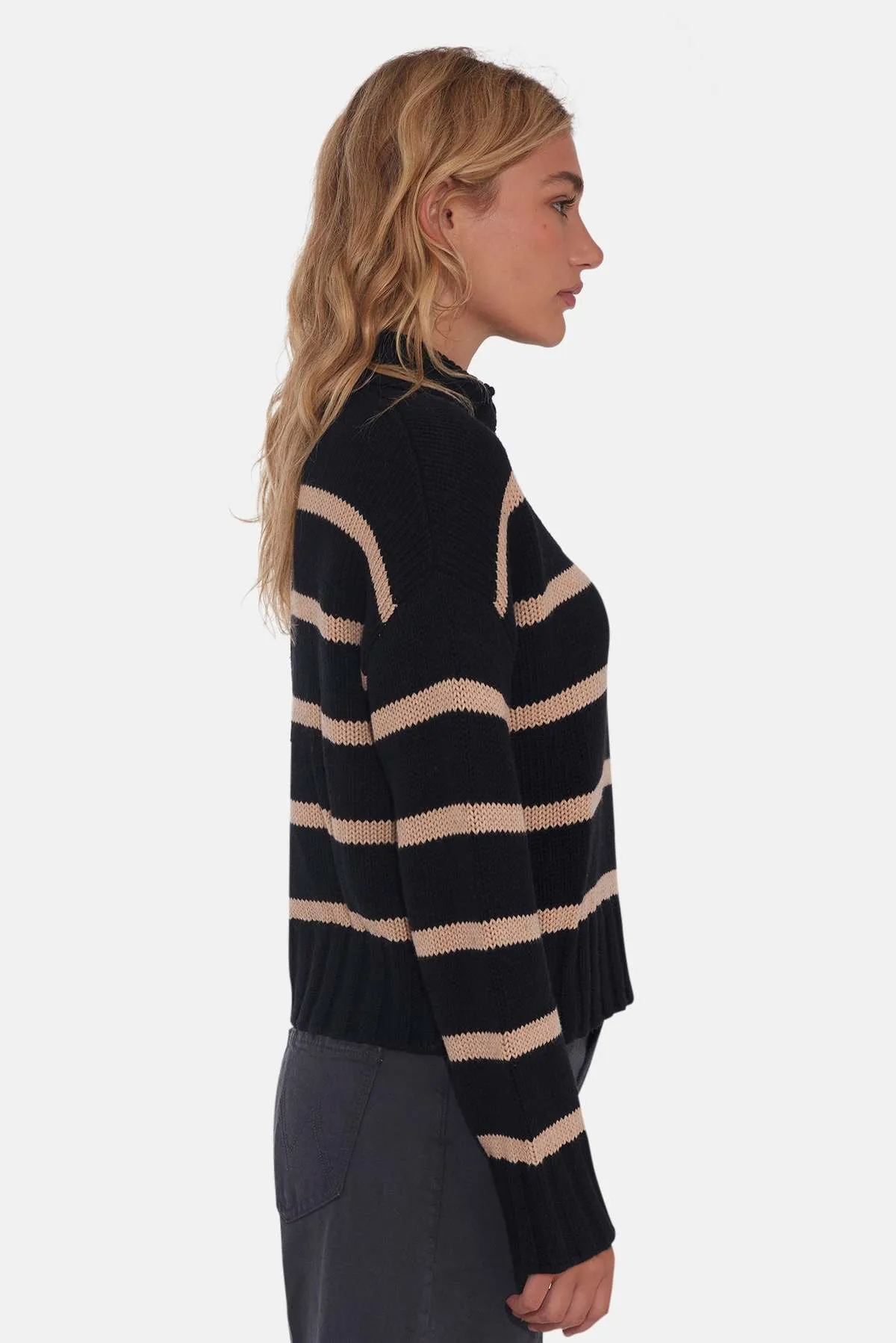 Jackie Striped Sweater - Black/Camel