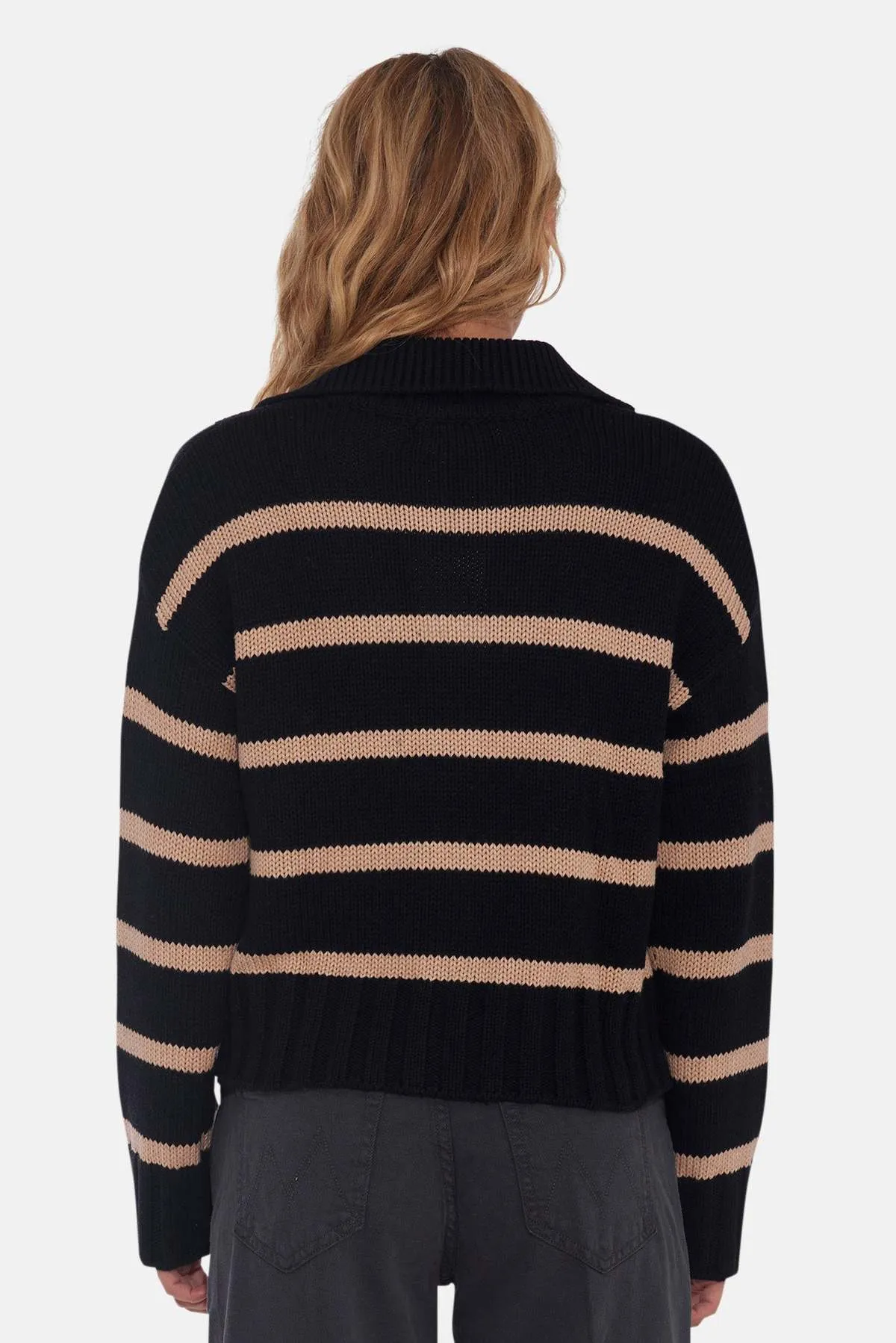 Jackie Striped Sweater - Black/Camel