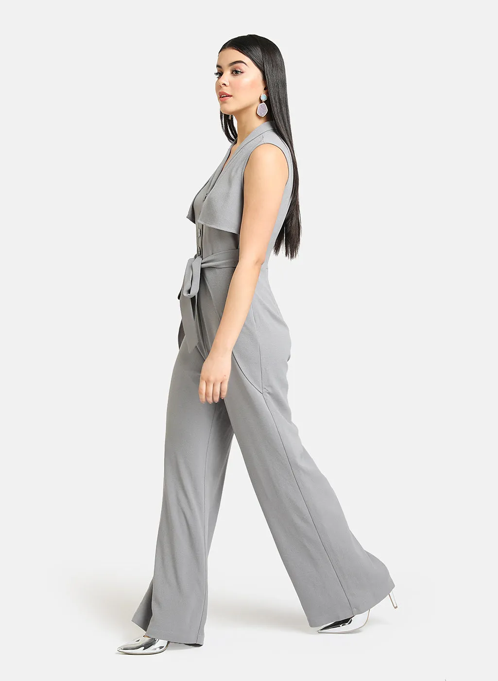 Jumpsuit With Front Tie-Up And Buttons Detail