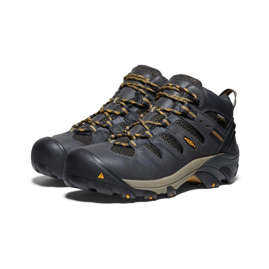 Keen Men's Lansing Mid Steel Toe Waterproof Boot in Raven