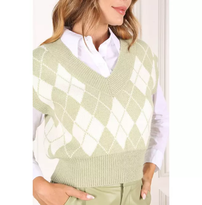 Knitted Argyle Sweater Vest