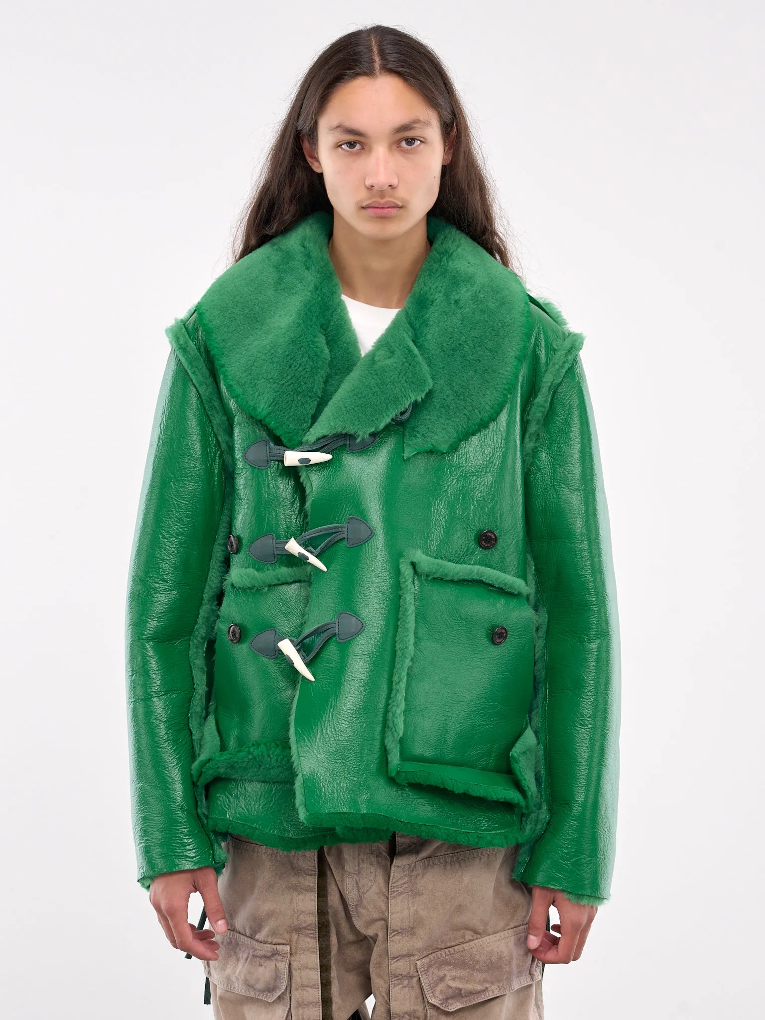 Leather Shearling Jacket (LT-SV-NYA-1001-GREEN)