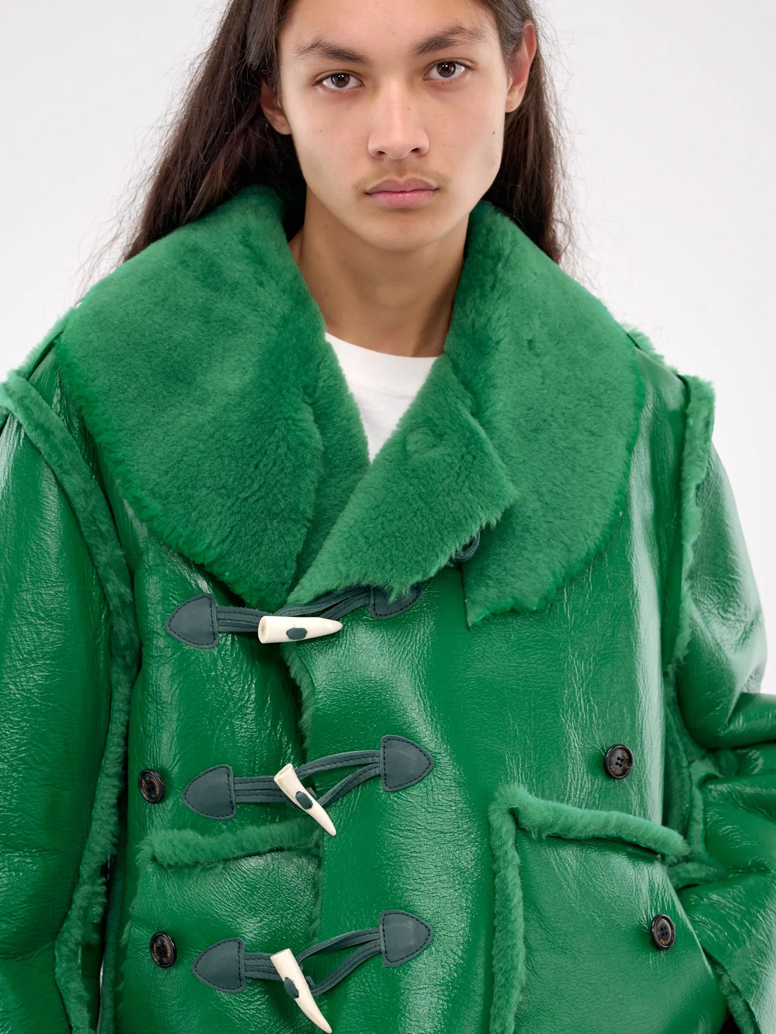 Leather Shearling Jacket (LT-SV-NYA-1001-GREEN)