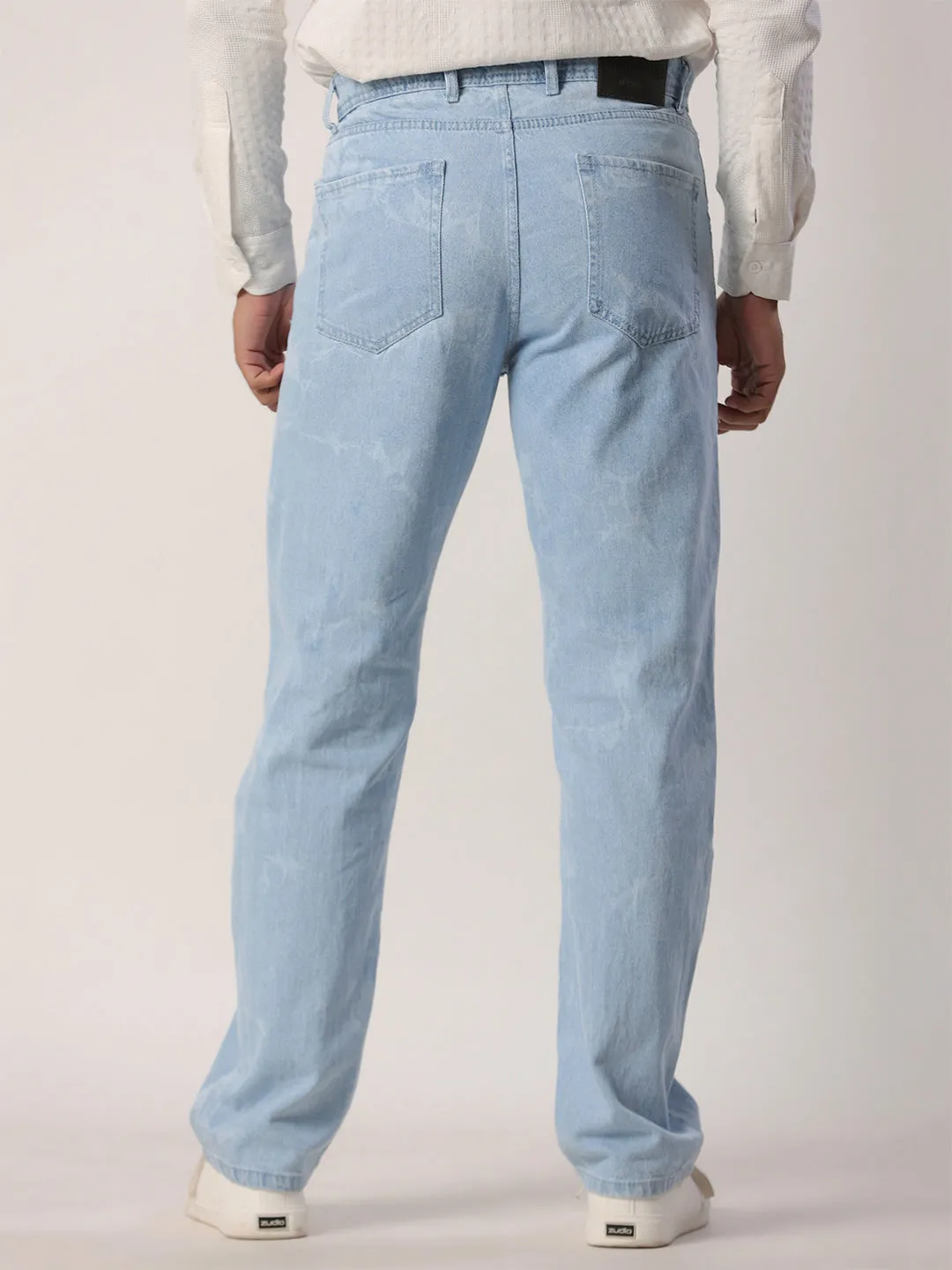 Light Blue Tye-Dye Straight Fit Denim Jeans