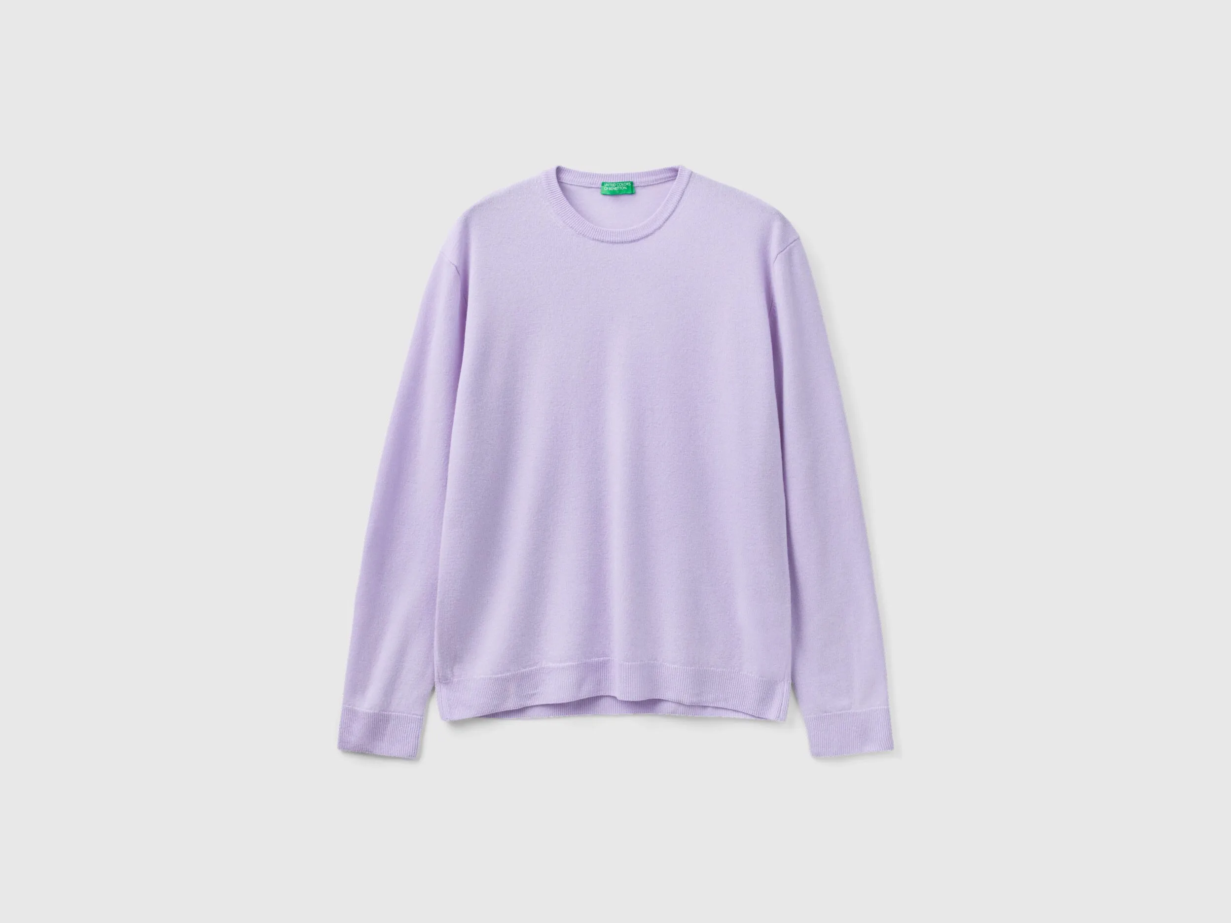 Lilac crew neck sweater in pure Merino wool - Lilac | Benetton