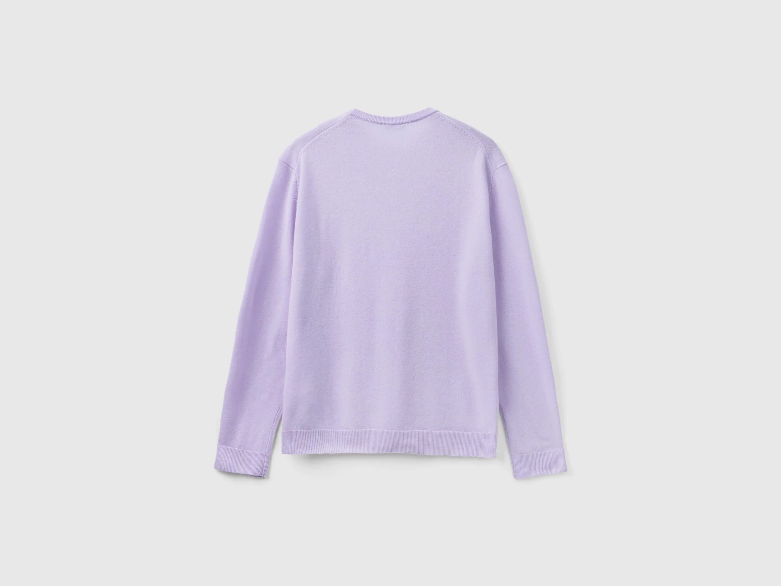 Lilac crew neck sweater in pure Merino wool - Lilac | Benetton