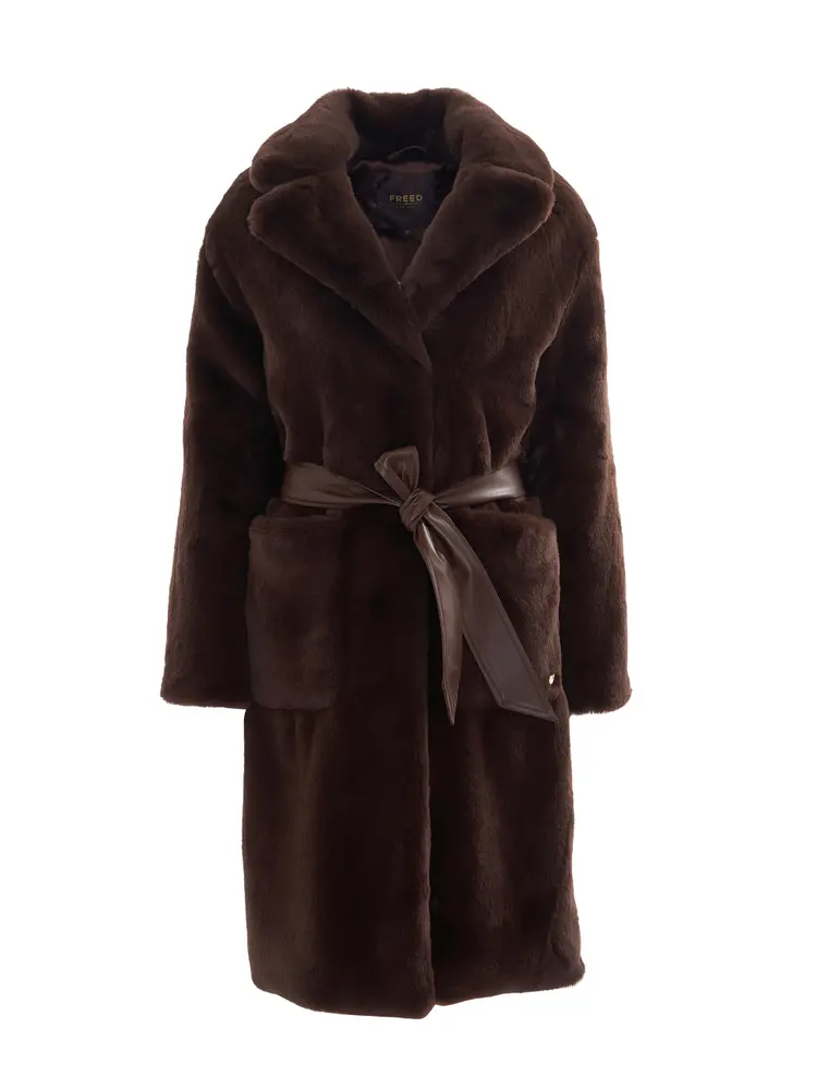 		Lily  Espresso Faux Fur Coat	