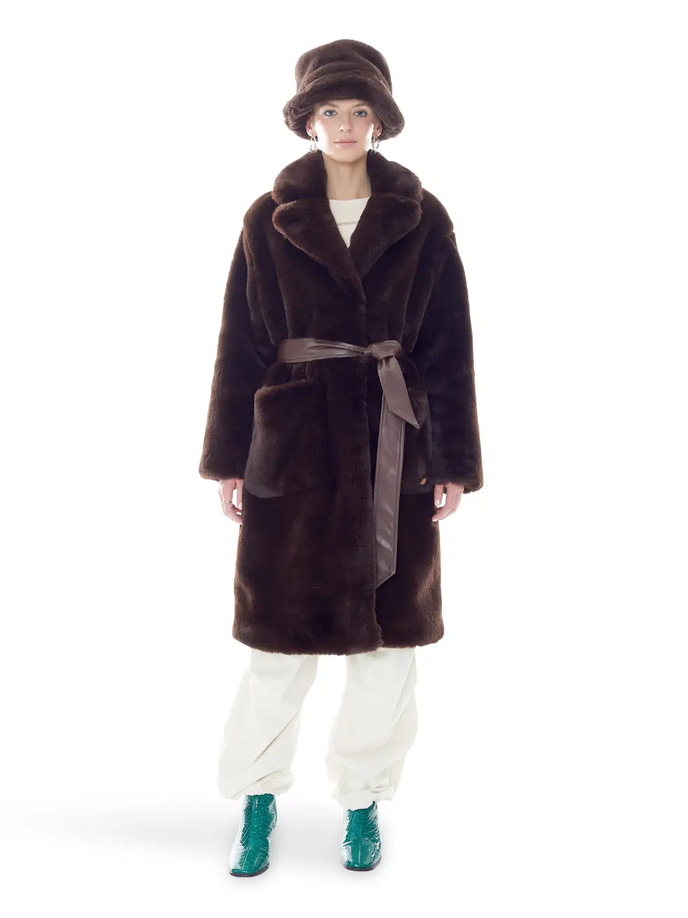 		Lily  Espresso Faux Fur Coat	