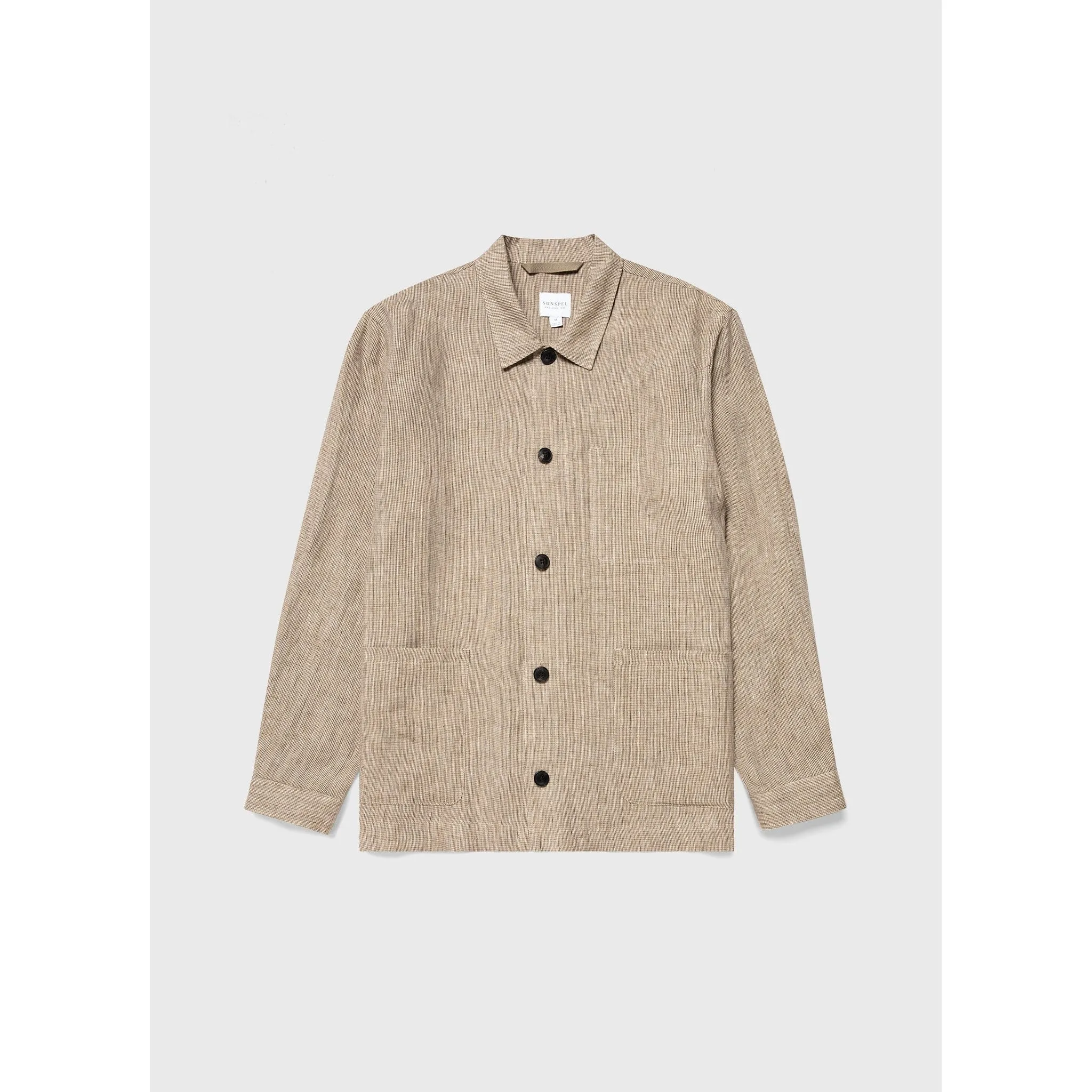 Linen Twin Pocket Jacket | Men | Light Sand Puppytooth