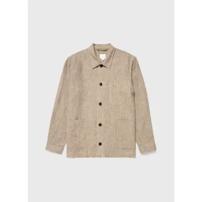 Linen Twin Pocket Jacket | Men | Light Sand Puppytooth