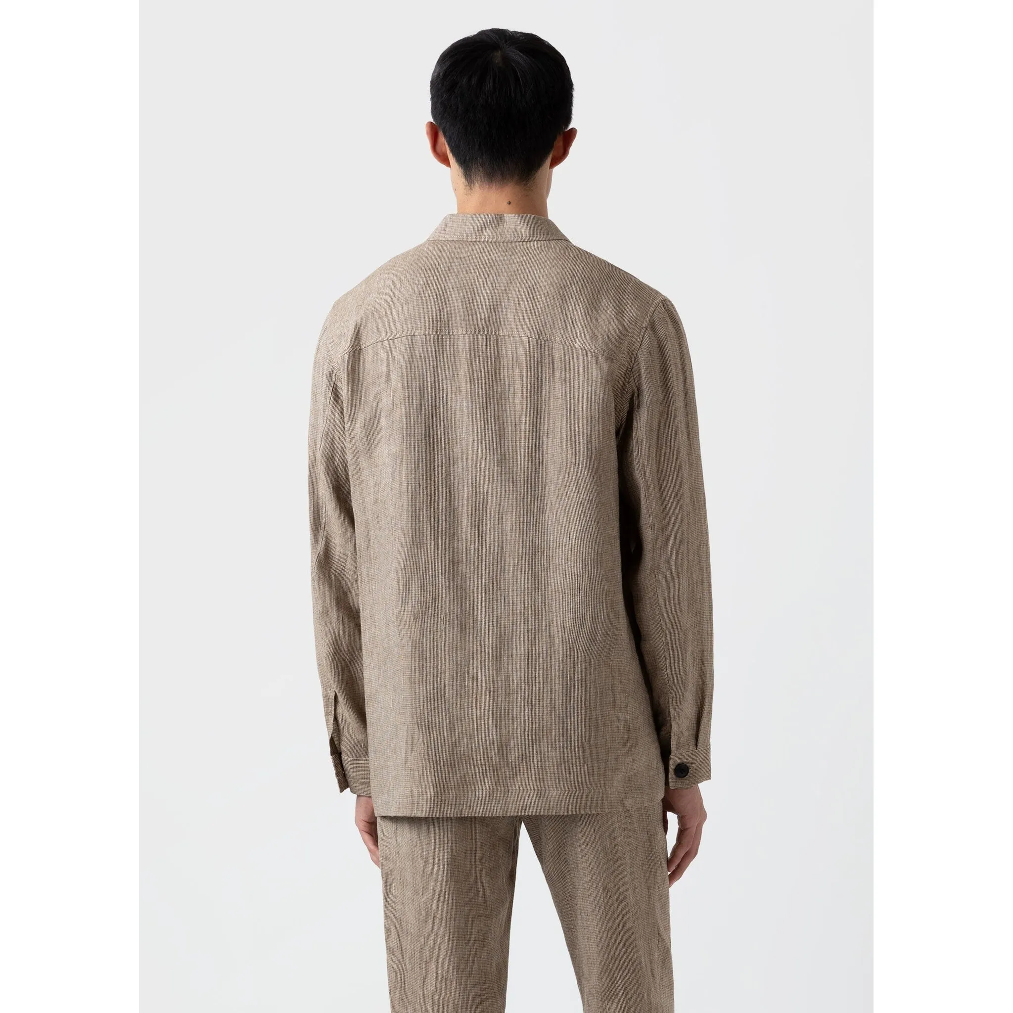 Linen Twin Pocket Jacket | Men | Light Sand Puppytooth