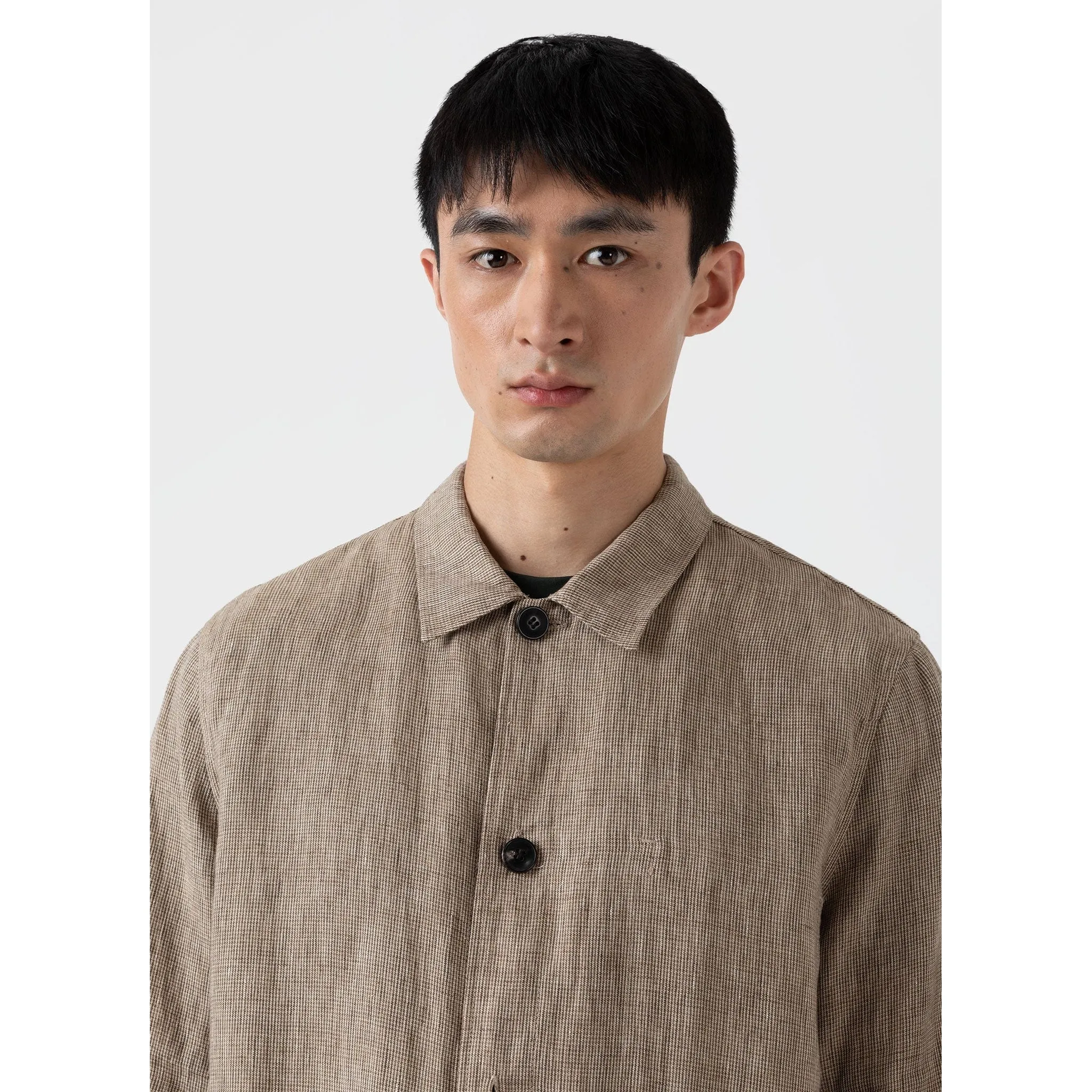 Linen Twin Pocket Jacket | Men | Light Sand Puppytooth