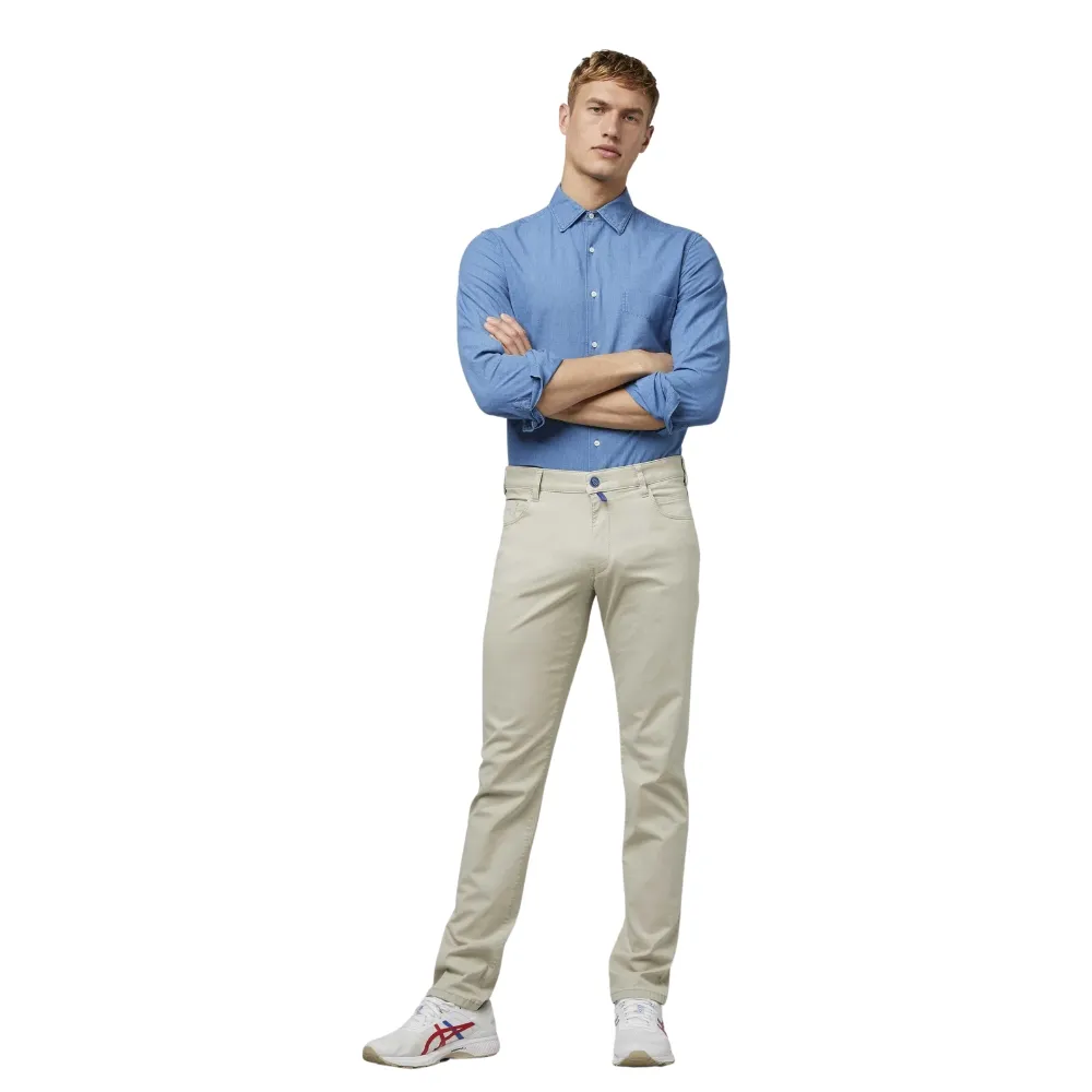 M5 Five Pocket Beige Slim Perfect Fit Jeans | Menswear Online